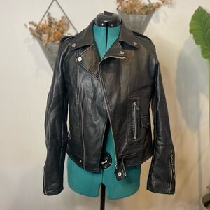 AKIRA Classic Black Faux Leather Biker Jacket